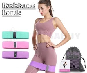 Homewares: 3pc Fabric Resistance Bands Legs and Booty Exercise Fitness Hip *Pink