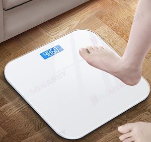 Homewares: 180kg Digital Fitness Weight Bathroom Gym Body Glass LCD Electronic Scale*White