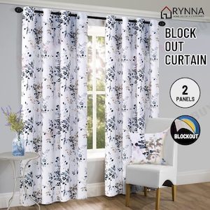 Blockout Curtain Eyelet  2PC (Blue)* 2 Sizes