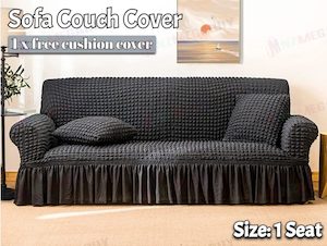 Sofa cover with Skirts Dark Grey 4 sizes