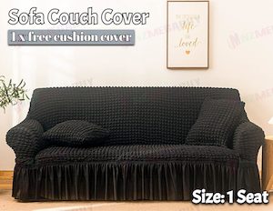 Sofa cover with Skirts Black 4 sizes