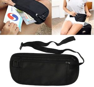 Travel Wallet Security Waist Pouch Belt Passport *Black