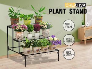 Plant Stand Garden Planter Metal Flower Pot Rack Corner Shelving Indoor Outdoor*70CM