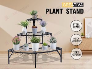 Plant Stand Garden Planter Metal Flower Pot Rack Corner Shelving Indoor Outdoor*3 Tier