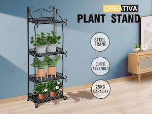 Plant Stand Garden Planter Metal Flower Pot Rack Corner Shelving Indoor Outdoor*4 Tier