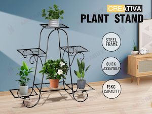 Plant Stand Garden Planter Metal Flower Pot Rack Corner Shelving Indoor Outdoor*6 Tier