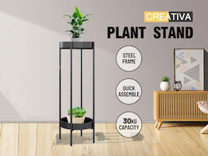 Plant Stand Metal  2 Tiers 80CM* Black