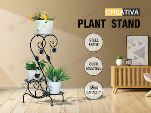 Plant Stand 3 Tier Black