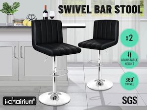 Bar Stool Kitchen Dining Chairs Bar stools PU PVC Leather Gas Lift (Black) 2 Pcs , 4 Pcs