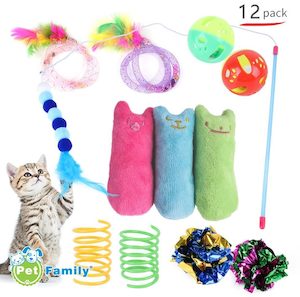 Homewares: Pet Toys 12pc Cat Toy Channel Tease Cat Stick Supplies Value Combination