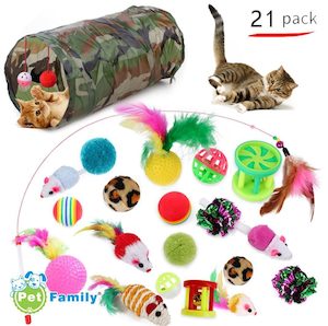 Pet Toys 21pc Cat Toy Channel Tease Cat Stick Supplies Value Combination