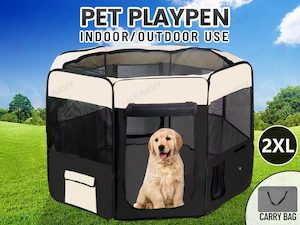 Pet Playpen Soft Crate Cage Portable Black 2XL * 150 x 150 x 98cm