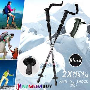 TREKKING POLES WALKING HIKING POLES 2 PCS - Black