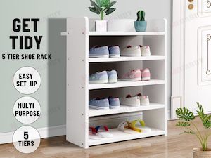 5 Tiers Wooden Shoe Rack Cabinet "White"