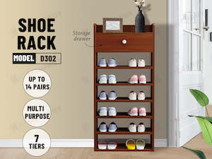 7 Tiers Wooden Shoe Rack Cabinet "Brown"