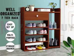 7 Tiers Wooden Shoe Rack Cabinet "Brown"