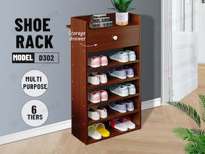 6 Tiers Wooden Shoe Rack Cabinet "Brown"