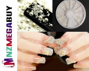 3D Fashion White Nail Art Tips Pearl DIY Decoratio*Nail -- Pearl White "