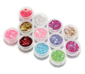 12 Color Metal Glitter Star Heart Nail Art Powder