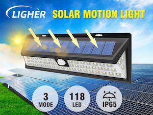 118 LED Solar Powered PIR Motion Sensor Light Garden Outdoor Security Lights