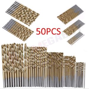 Drill Bit Set High Speed Steel 50Pcs Titanium Coated 1/1.5/2/2.5/3mm