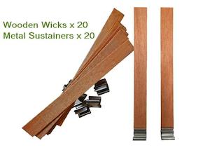 20 Wooden Candle Wicks & Sustainers