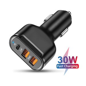 30w Fast Charging 3 Port Type-C PD USB Car Charger