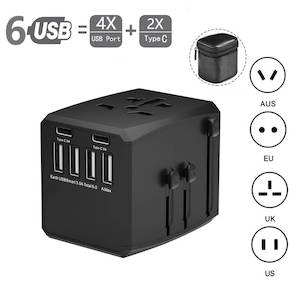 Global Universal Travel Adapter Convertor 4 USB 2 USB-C PD