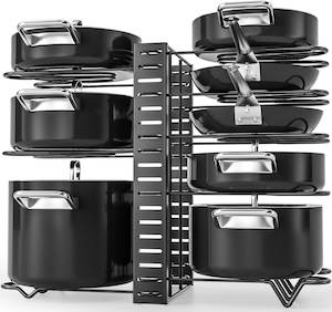 Adjustable 8 Tier Pan and Pot Lid Holder Rack