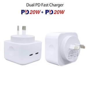 40W Dual USB-C Type-C PD Wall Charger Adapter for iPhone 15