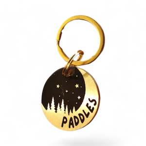 LUXE | Bespoke Brass | Night Sky Cat & Dog ID Pet Tag