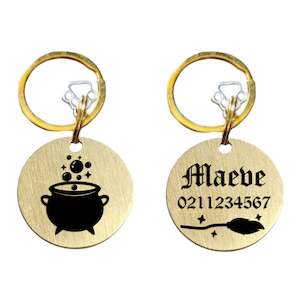 Spell Maker | Bespoke Brass | Round Cat & Dog ID Pet Tag