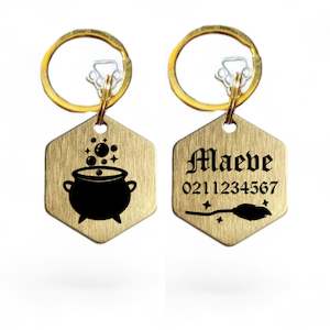 Spell Maker | Bespoke Brass | Hexagon Cat & Dog ID Pet Tag