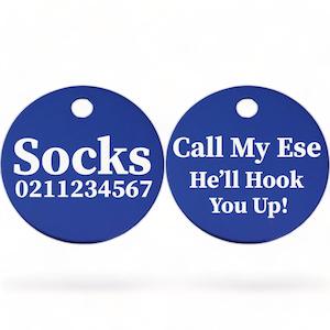 Call My Ese He'll Hook You Up! | Round Aluminium | Cat & Kitten ID Pet Tag