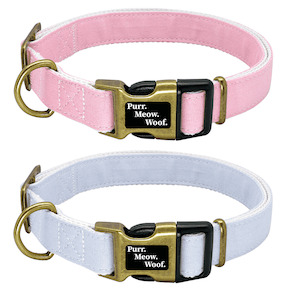 Internet only: Canvas Brass Dog Collar