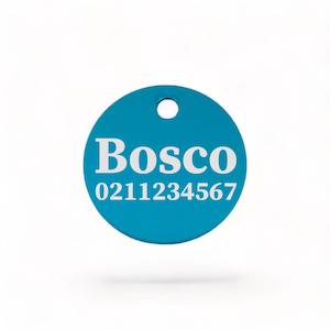 Name & Number Front | Round Aluminium | Dog ID Pet Tag