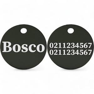 Name Front & 2 Numbers Back | Round Aluminium | Dog ID Pet Tag