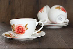 Rosa Cup & Saucer (set of 4)