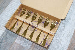 Classic 6 Piece Tea Fork Set Shiny Gold