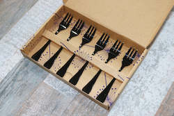 Classic 6 Piece Tea Fork Set Shiny Black