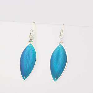 RB192: Pohutukawa leaf earrings - bright blue