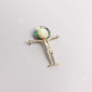 Jewellery: DH275: Standing man brooch with halo