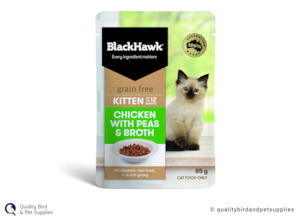 Pet: Black Hawk Grain Free Kitten Wet Cat Chicken with Peas and Broth 85g