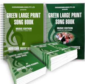 24  x  GREEN  LARGE  PRINT  SONG  BOOKS  and  TWO  SHEET  MUSIC  BOOKS