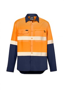 ZW470 Biz Collection, Mens Hi Vis Outdoor Segmented Tape L/S Shirt. NZ