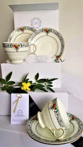 JC Crescent 'Mina' English Cups, Saucers & Side Plates with assorted t…