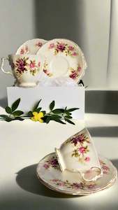 Gift: Royal Albert Cups, Saucers & Side Plates with assorted tea spoons & cake forks