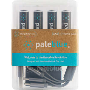 Paper wholesaling: USB Rechargeable Pale Blue AAA 4-pack (incl USB-C charging cable)