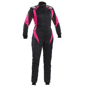 Professional motor racing: OMP Suit First Elle (Womens) Black/Fuchsia