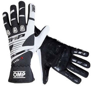 Professional motor racing: OMP Gloves KS3 Black/White